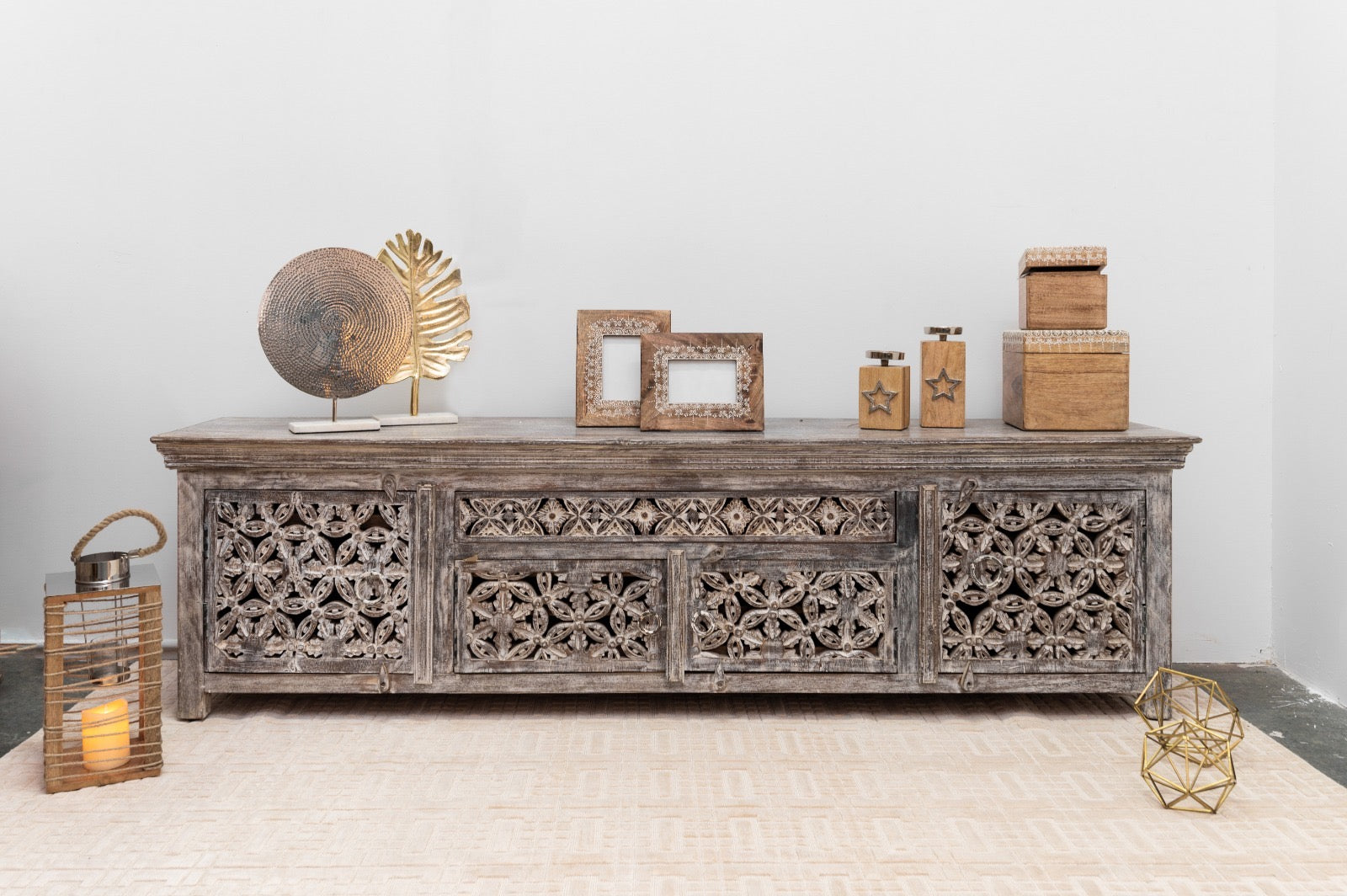 Lemis Hand Carved Wooden TV Cabinet