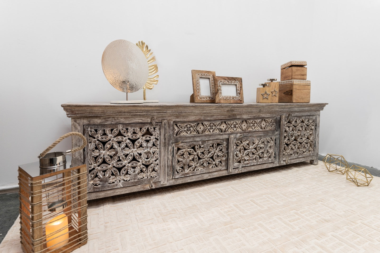 Lemis Hand Carved Wooden TV Cabinet