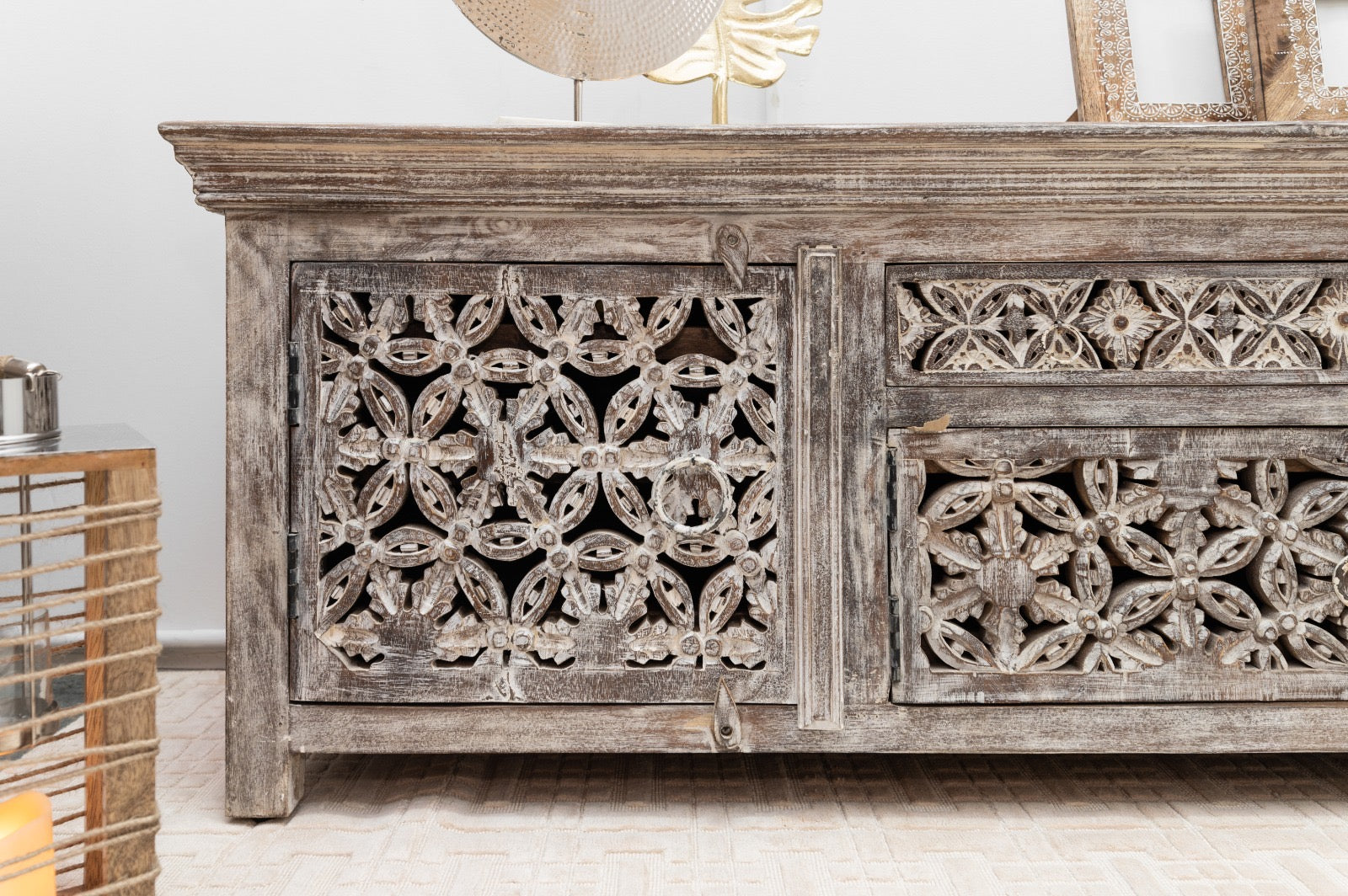 Lemis Hand Carved Wooden TV Cabinet