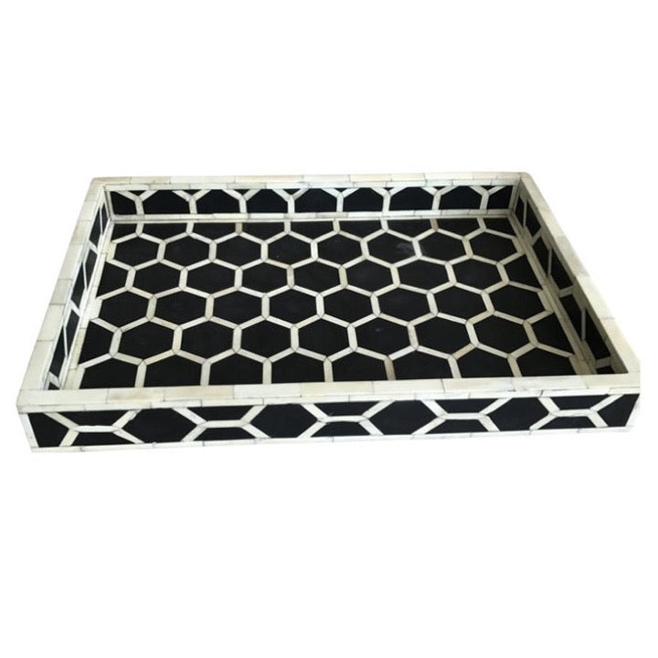 Rachelle Bone Inlay Honeycomb Pattern Tray