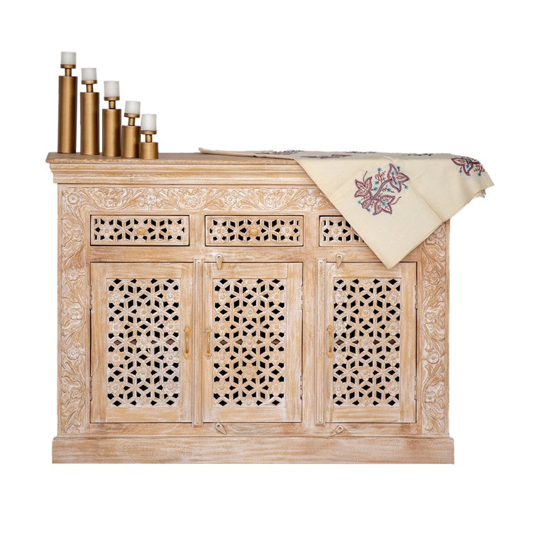 Shiva Hand Carved Wooden Sideboard
