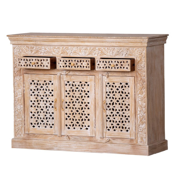 Shiva Hand Carved Wooden Sideboard