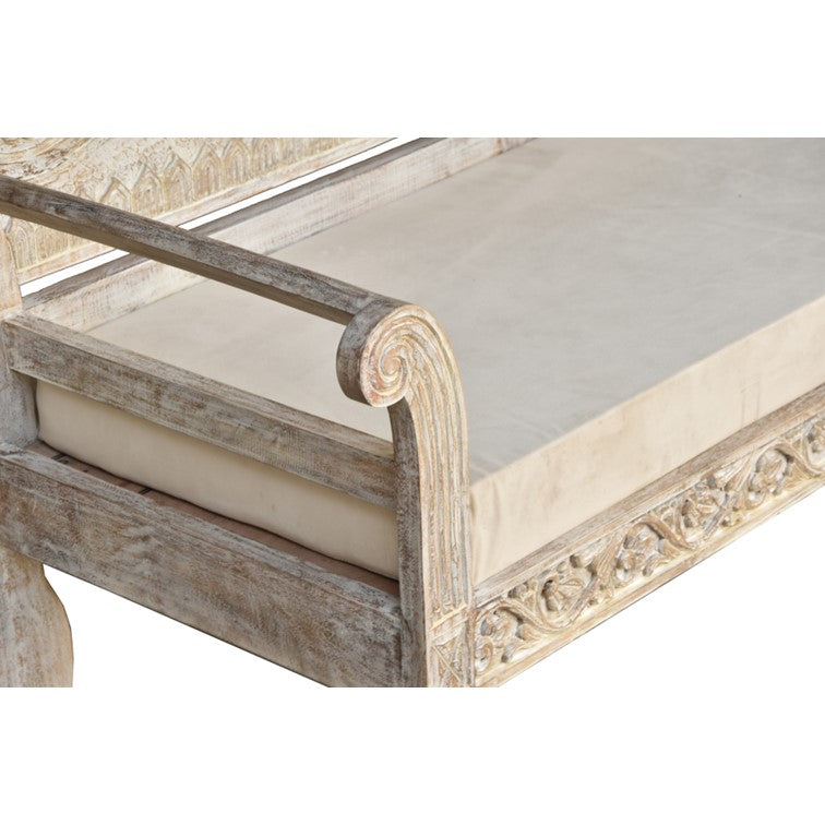 Mia Wooden Hand Carved 3 Seater Sofa with Cushion Seat