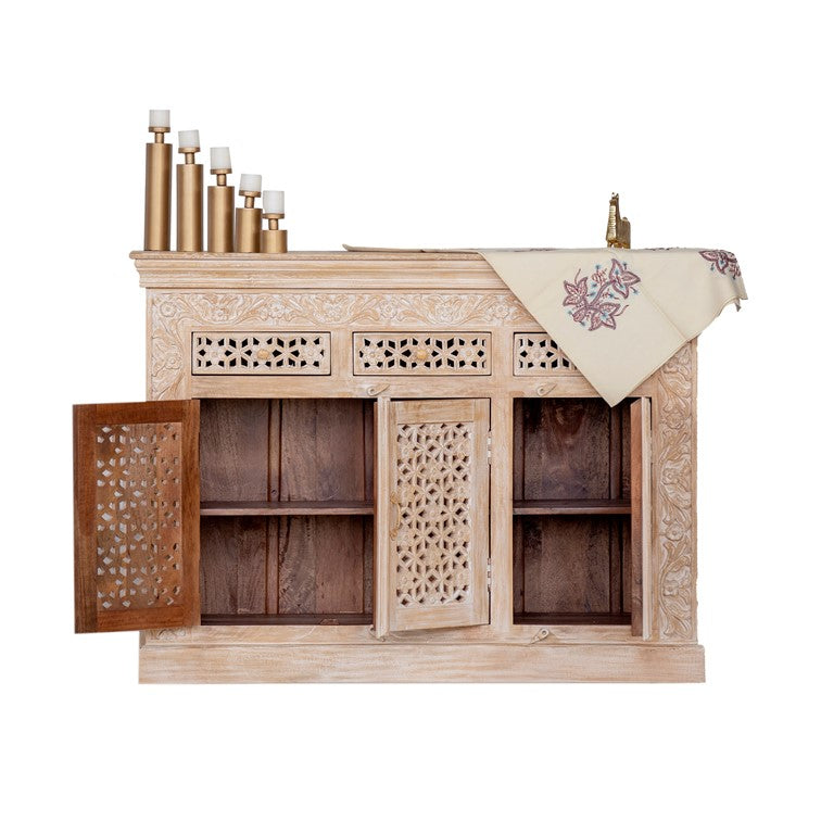 Shiva Hand Carved Wooden Sideboard