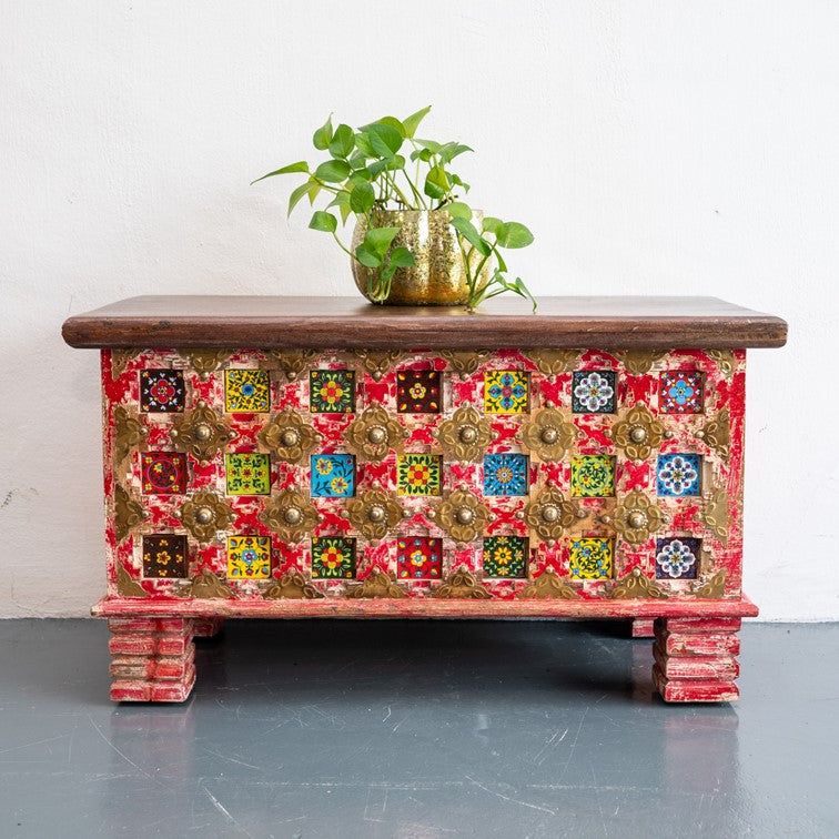 Mira Wooden Tile Storage Trunk