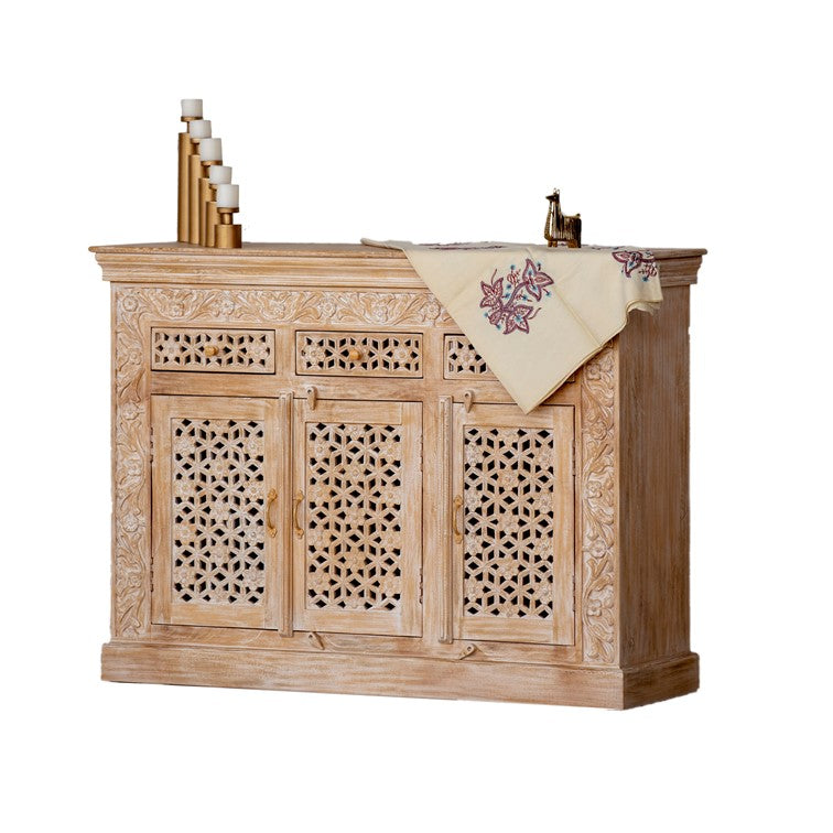 Shiva Hand Carved Wooden Sideboard