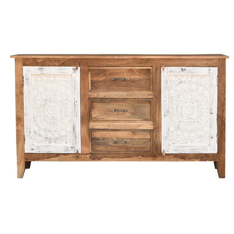 Rose Hand Carved Wooden Sideboard