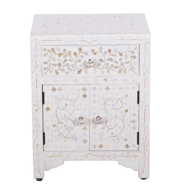 Lily Mother of pearl Inlay Bedside