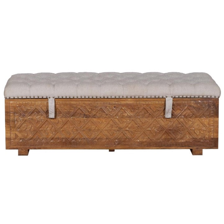 Rob Solid Indian Wooden Trunk with cushion