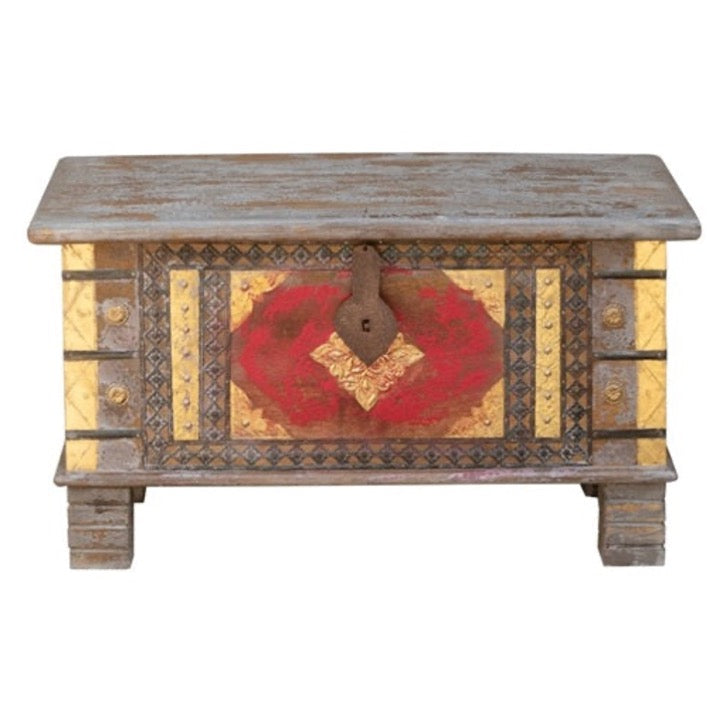 Yuvi Wooden Carved Storage Trunk
