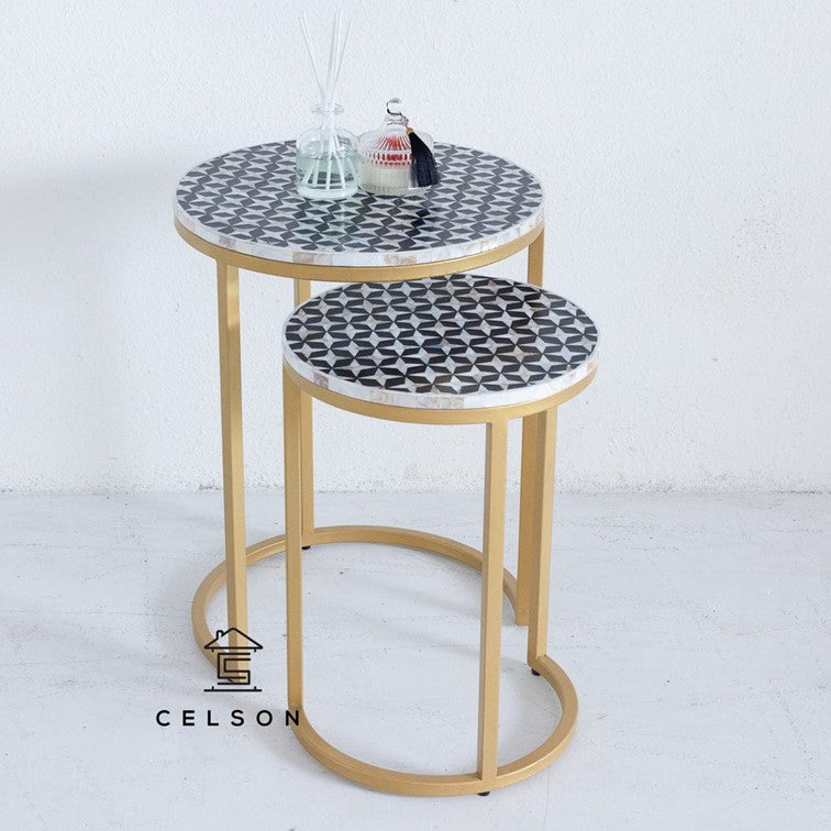 Zayna Mother of Pearl Inlay Nesting Table Set