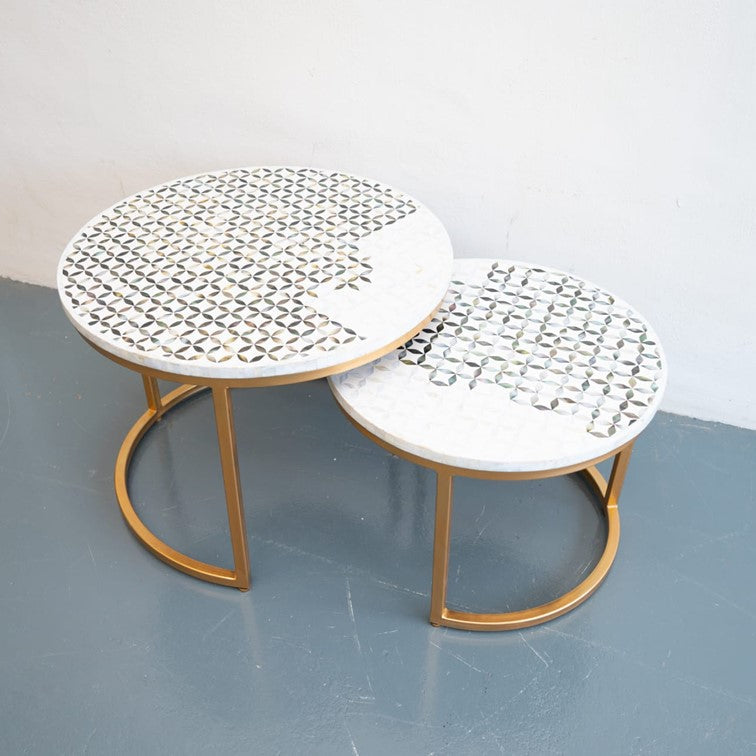 Mason Mother of Pearl Inlay Nesting Coffee Table