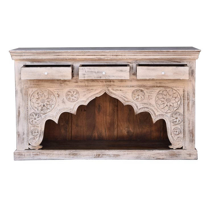 Danny Carved Wooden Console Table