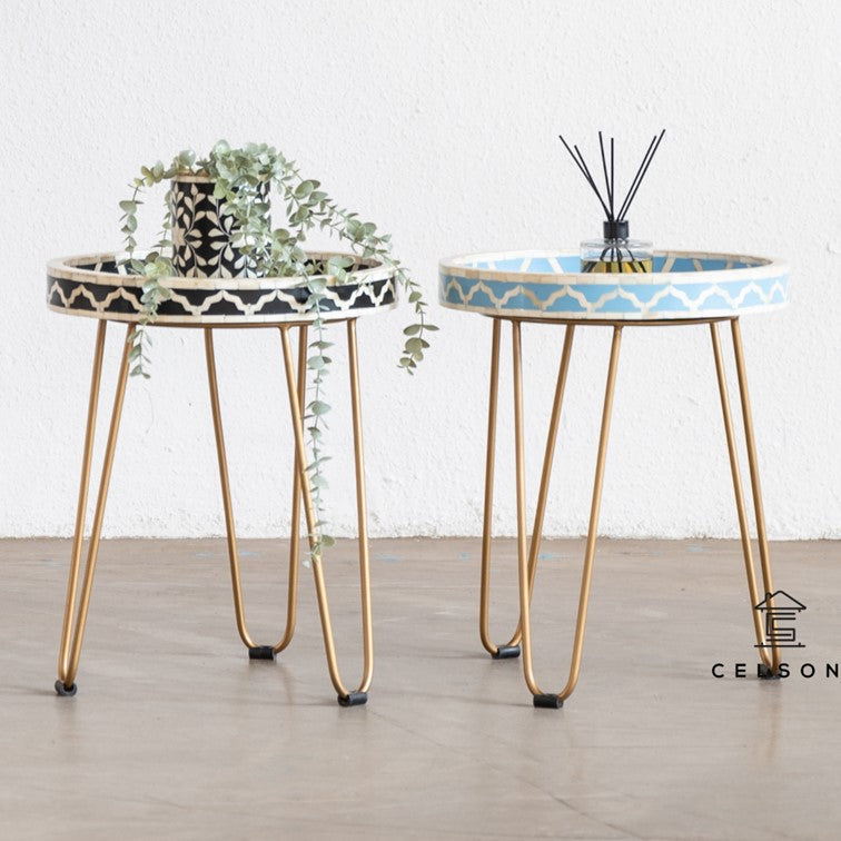 Naina Bone Inlay Tray Side Table