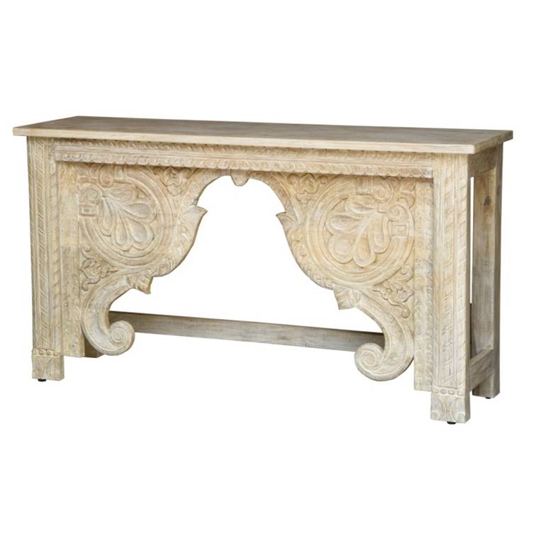 Natalie Hand Carved Wooden Console Table