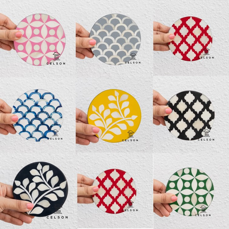 Ali Bone Inlay Multi Colours Coaster