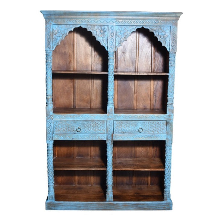 Blue Carved Bookshelf