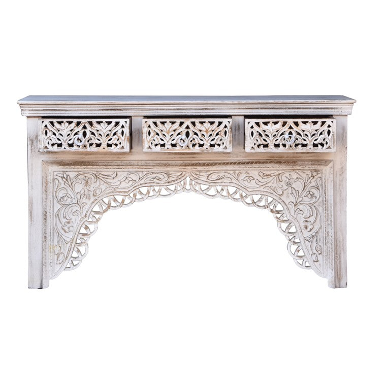 Amari Hand Carved Wooden Console Table