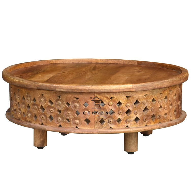Andrea Carved Wooden Coffee Table