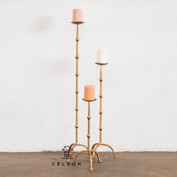 Nibha Brass Finish Metal Candle Stand
