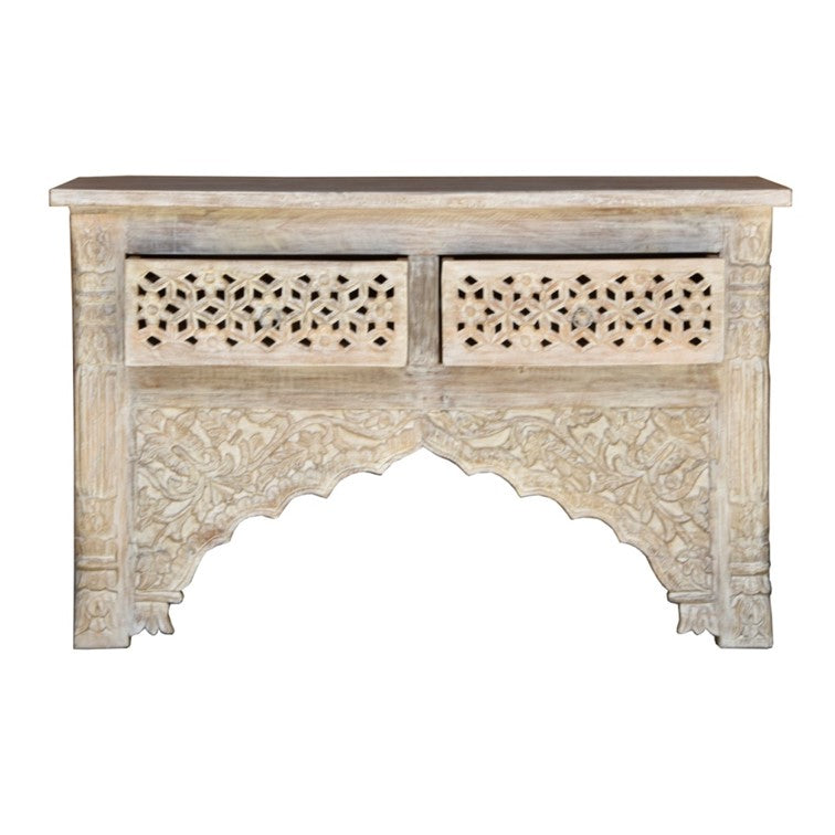 Peter Hand Carved Wooden Console Table