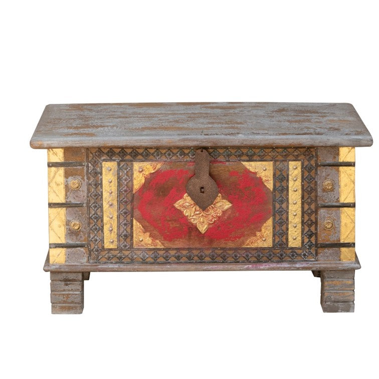 Yuvi Wooden Carved Storage Trunk