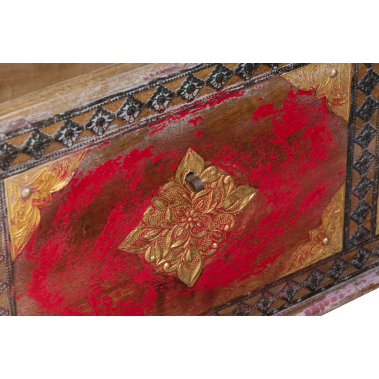 Yuvi Wooden Carved Storage Trunk