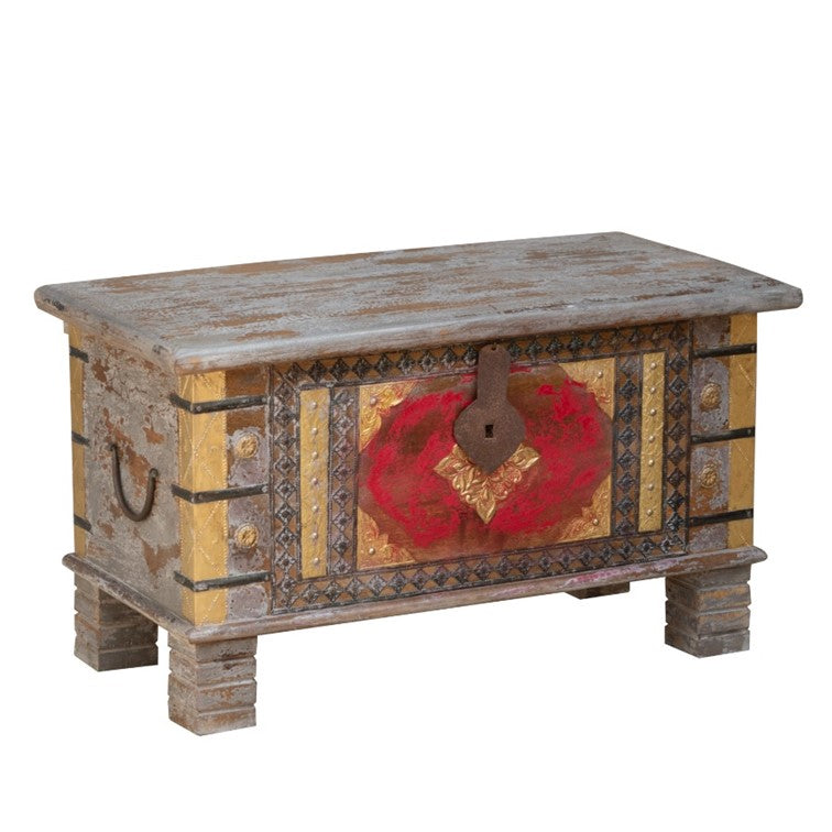 Yuvi Wooden Carved Storage Trunk