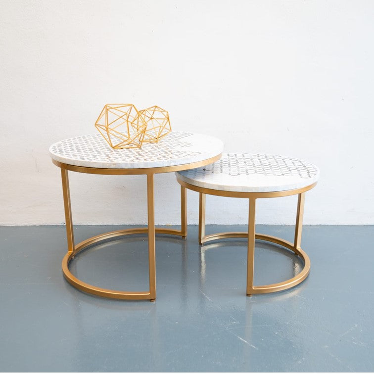 Mason Mother of Pearl Inlay Nesting Coffee Table