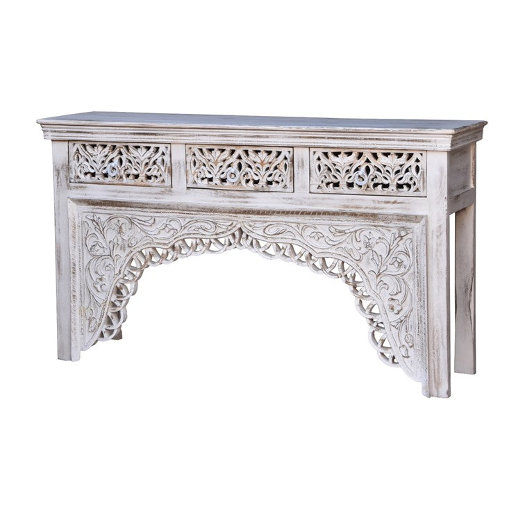 Amari Hand Carved Wooden Console Table