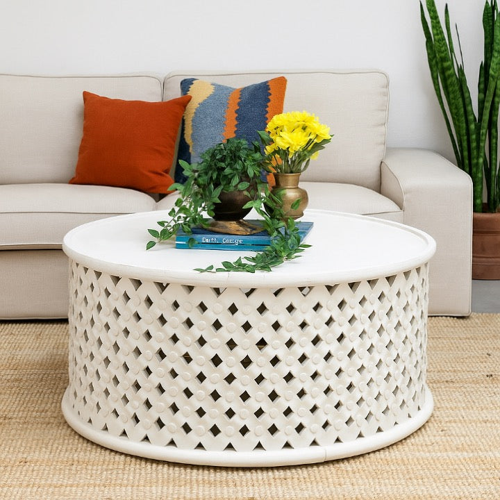 Joss Carved Wooden Coffee Table