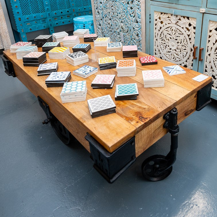 Silas Carved Wooden Coffee Table