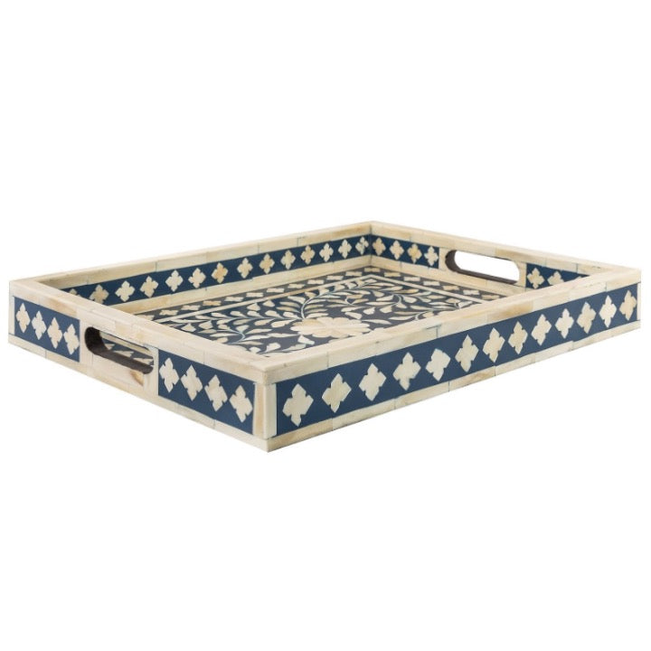 Ben Bone Inlay Tray with Floral Pattern