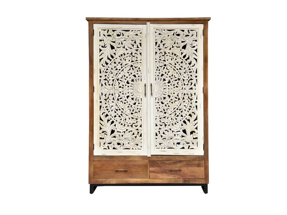 Paul Hand Carved Wooden Shoe Cabinet