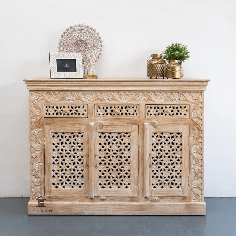 Shiva Hand Carved Wooden Sideboard
