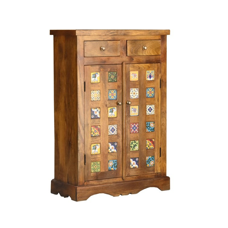 Smith Hand Carved Tile Shoe Cabinet