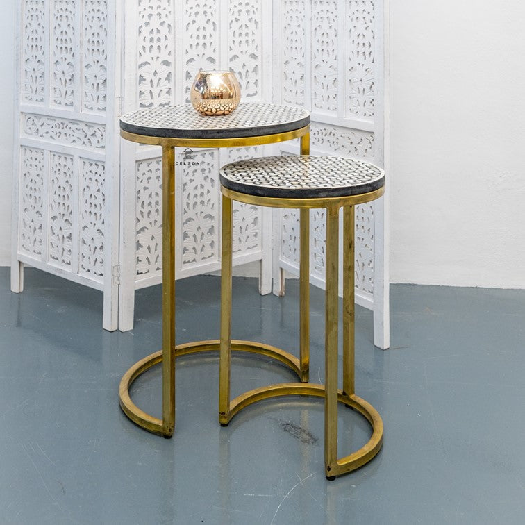Batey Bone Inlay Nesting Side Table