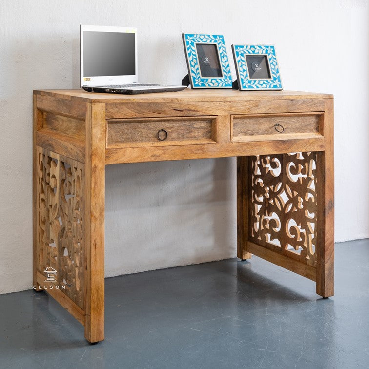 Eva Wooden Hand Carved Study Table