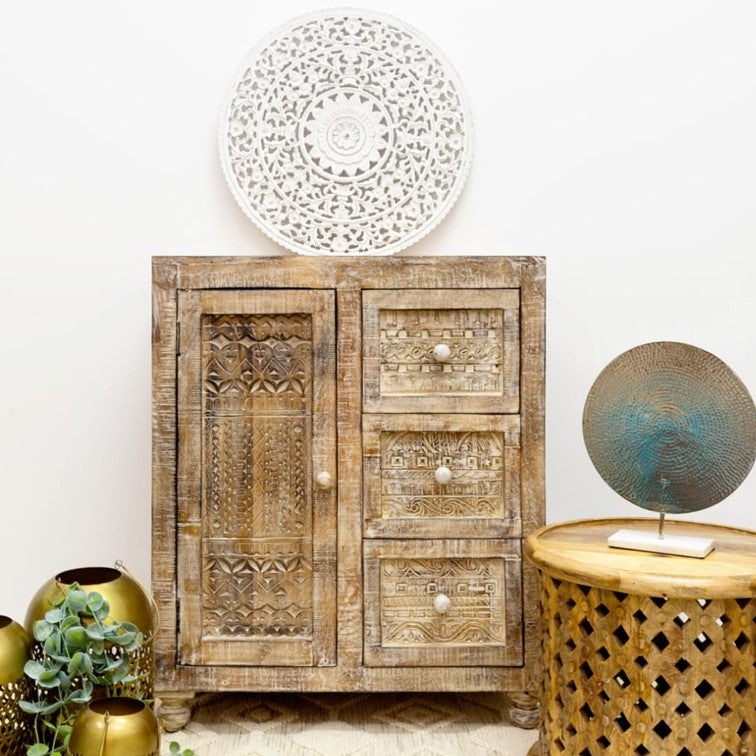 Luka Wooden Carved Chest