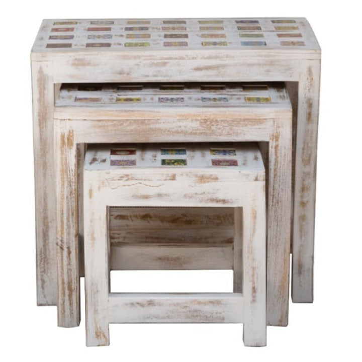 Marcus Wooden Hand Painted Nesting Table