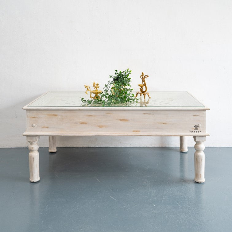 Lily Wooden Carved Coffee Table