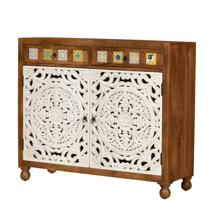 Riva Hand Carved Shoe Cabinet