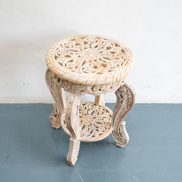 Riva Wooden Hand Carved Stool