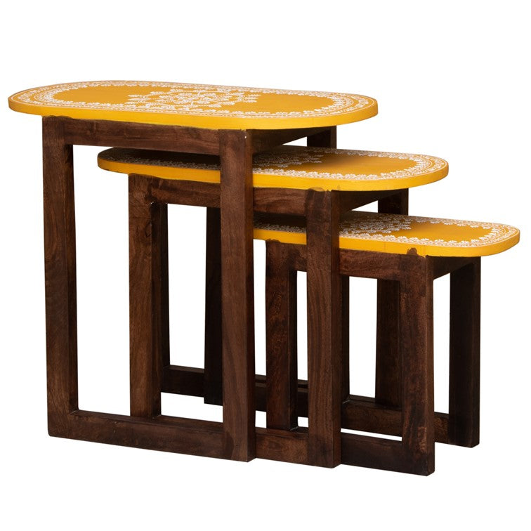 Kala Wooden Hand Painted Nesting Table