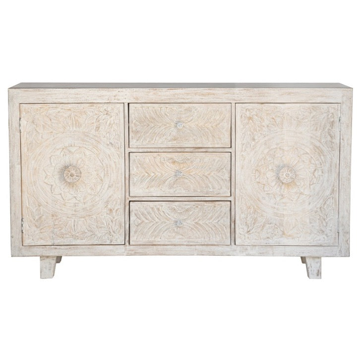 Lesley Hand Carved Wooden Side Board