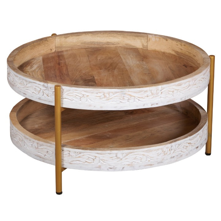 Lesley Carved Wooden Coffee Table