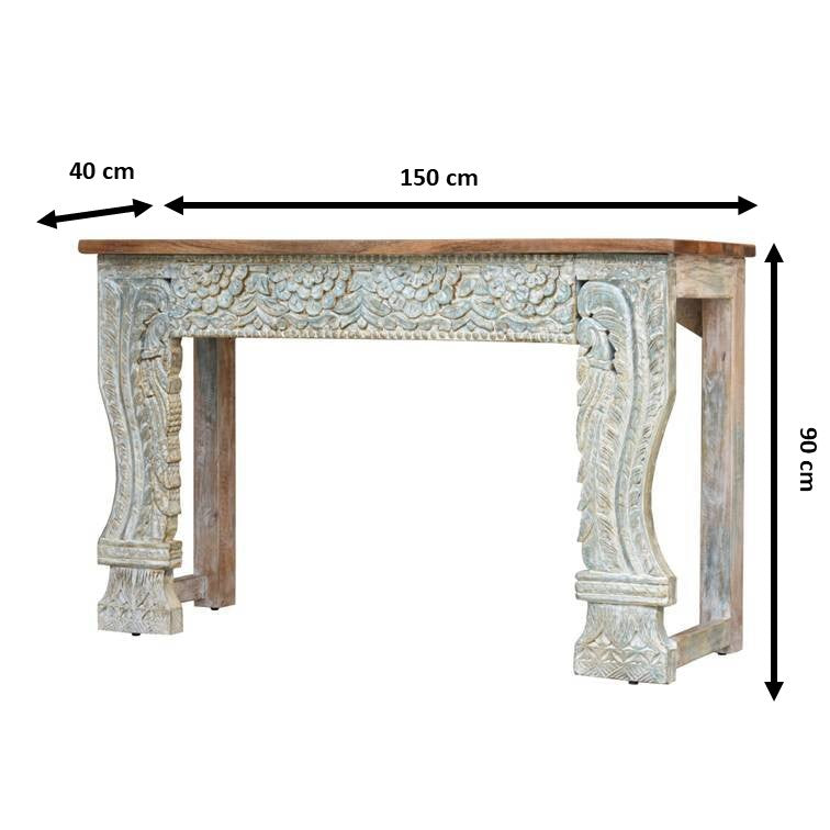 Mina Hand Carved Wooden Console Table