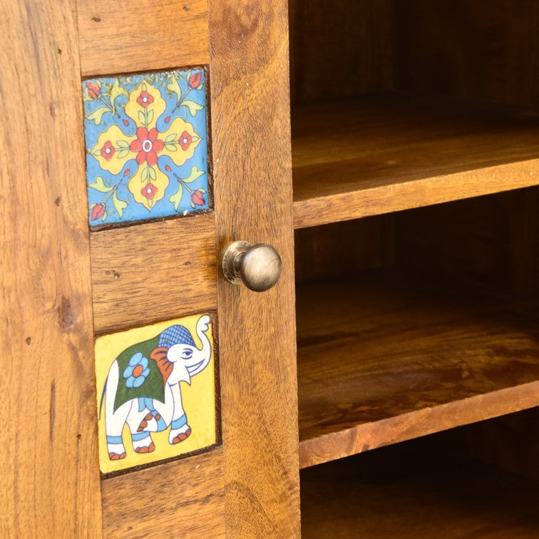 Smith Hand Carved Tile Shoe Cabinet