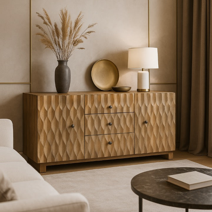 Ken Hand Carved Wooden SideBoard