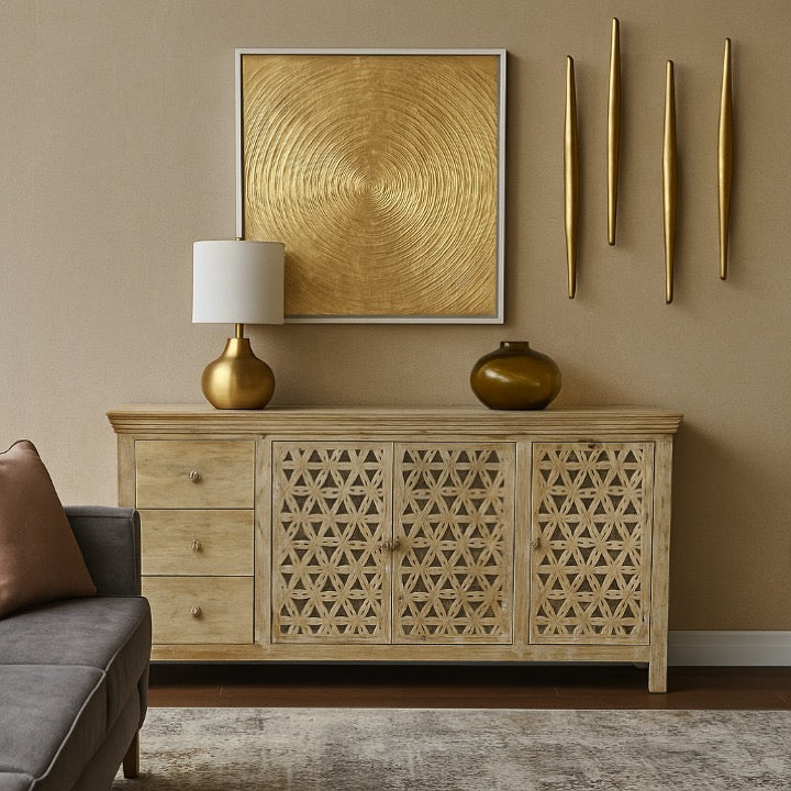 Vishwa Hand Carved Wooden Sideboard
